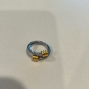 Charriol Steel Cable Ring, Size 6-7 Steel Cable and gold. Authentic